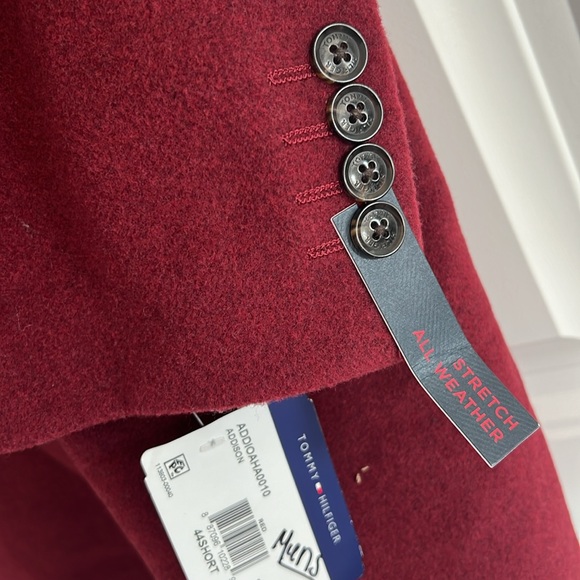 Tommy Hilfiger Addison Wool-Blend Trim Fit Overcoat in Red, Size 44 Short - Picture 10 of 13